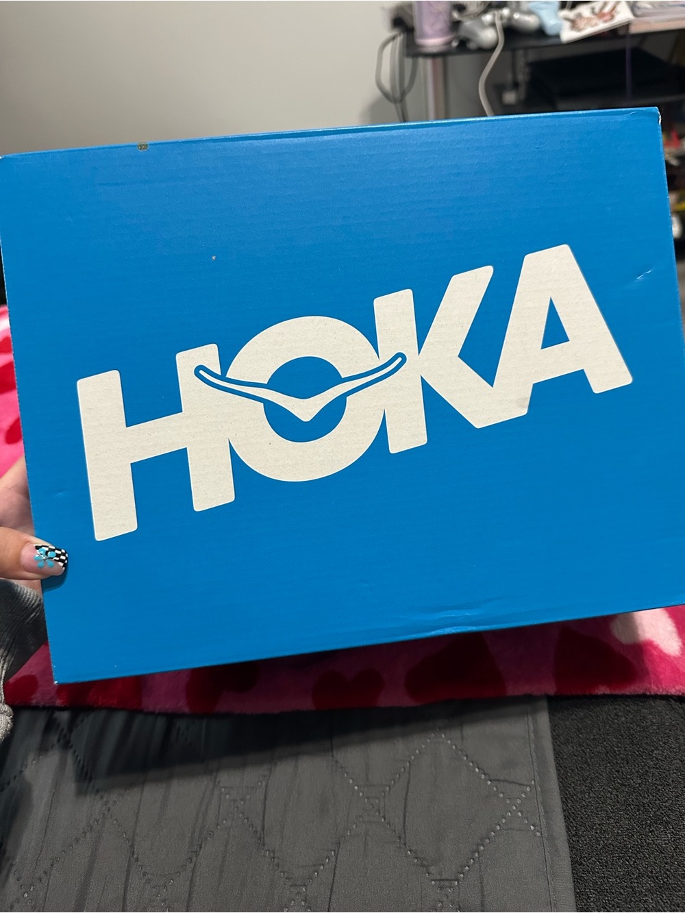 Hoka Blue Shoe Box with White Logo